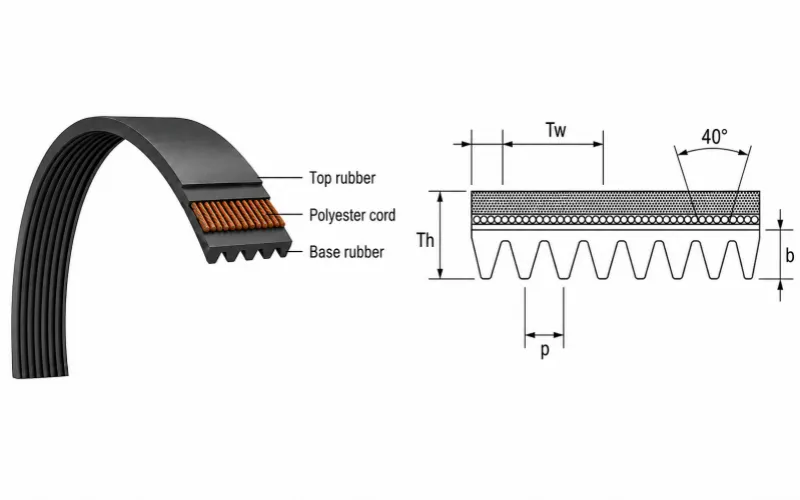 Ribbed Poly V Belts Structure