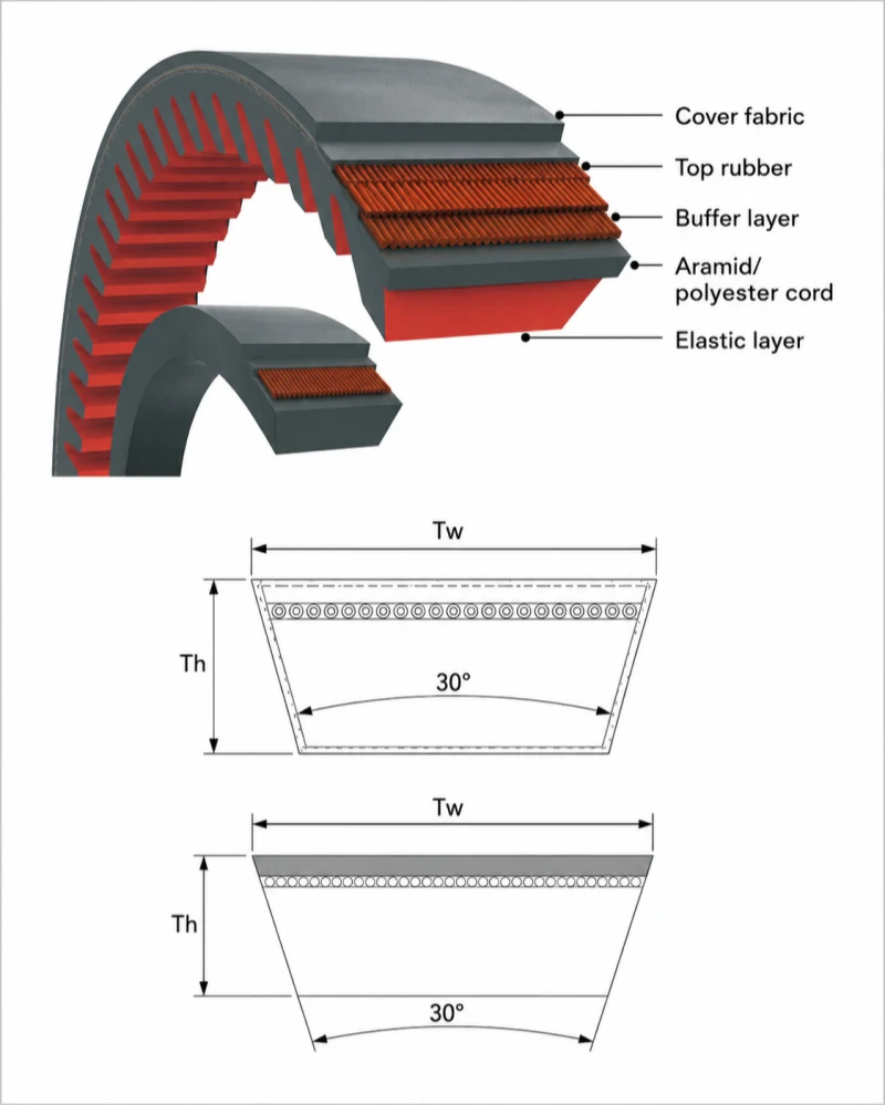 variable speed v Belt construction